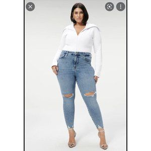 $159 Good American Good Waist High Rise Crop Chewed Hem NWT Plus Size 18